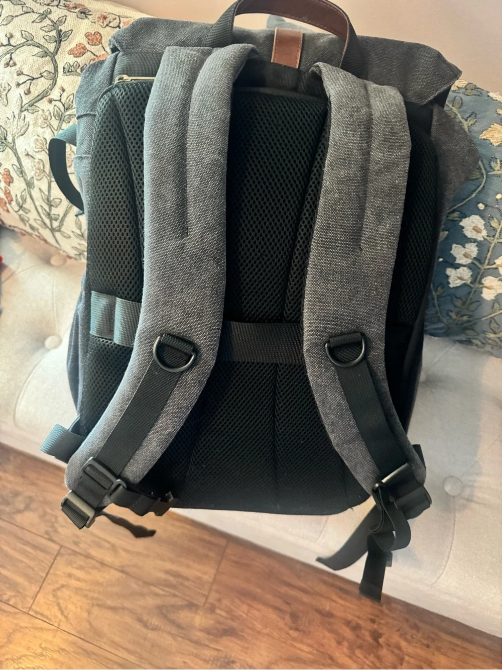 BagSmart Dark Gray Camera Backpack with Brown Accent